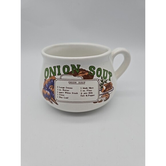 Vintage Onion Soup Recipe Bowl Mug Taiwan - Picture 1 of 10